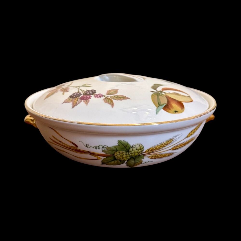 Vintage Royal Worcester Evesham Gold covered casserole dish